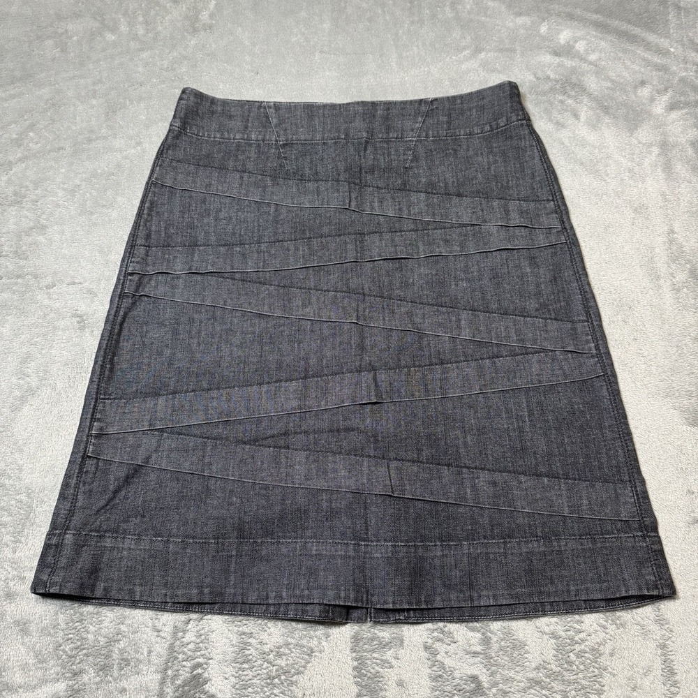 VTG Y2K Nie + Zoe Cross Stripe‎ All Denim Skirt Size 6 Grunge Goth Indie